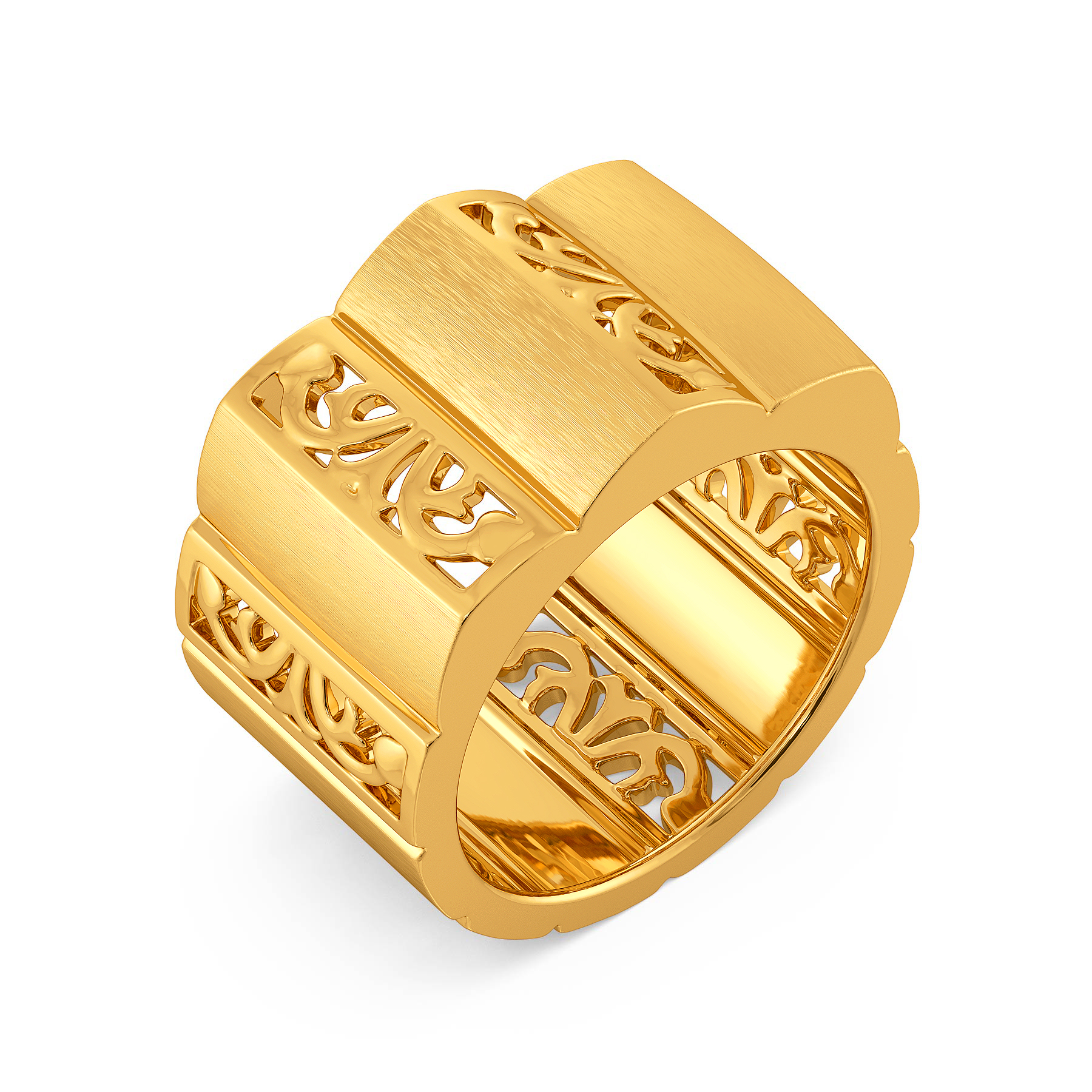 Buy MELORRA 18 KT Grid Drama Gold Round Bangle Yellow Gold at