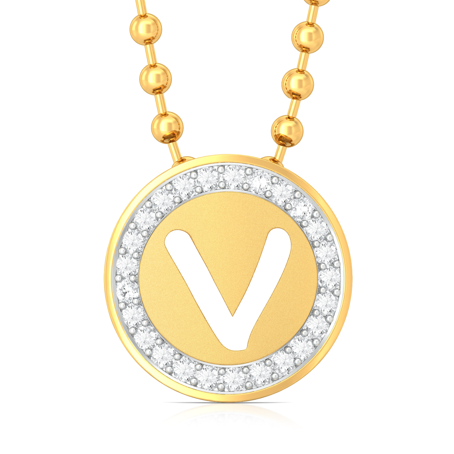 V name gold on sale locket