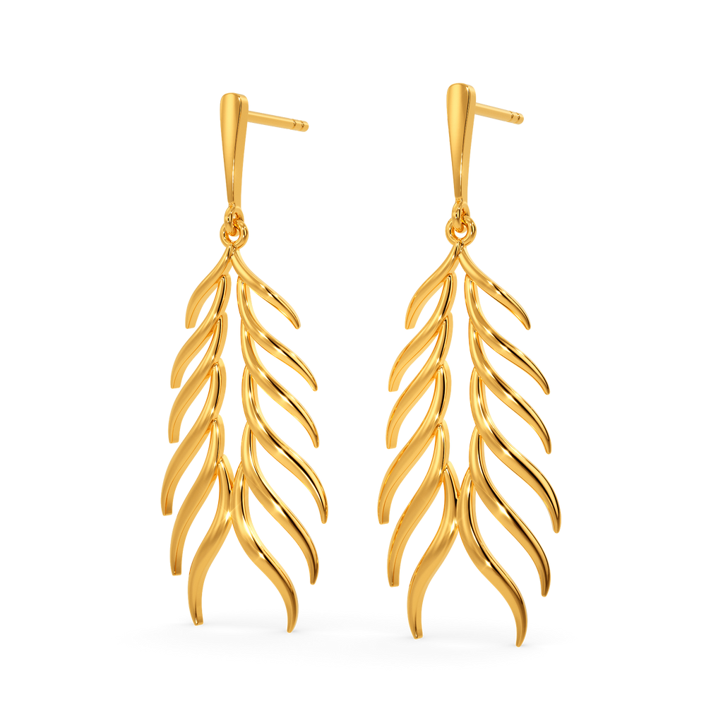 Feathers Vogue Gold Earrings