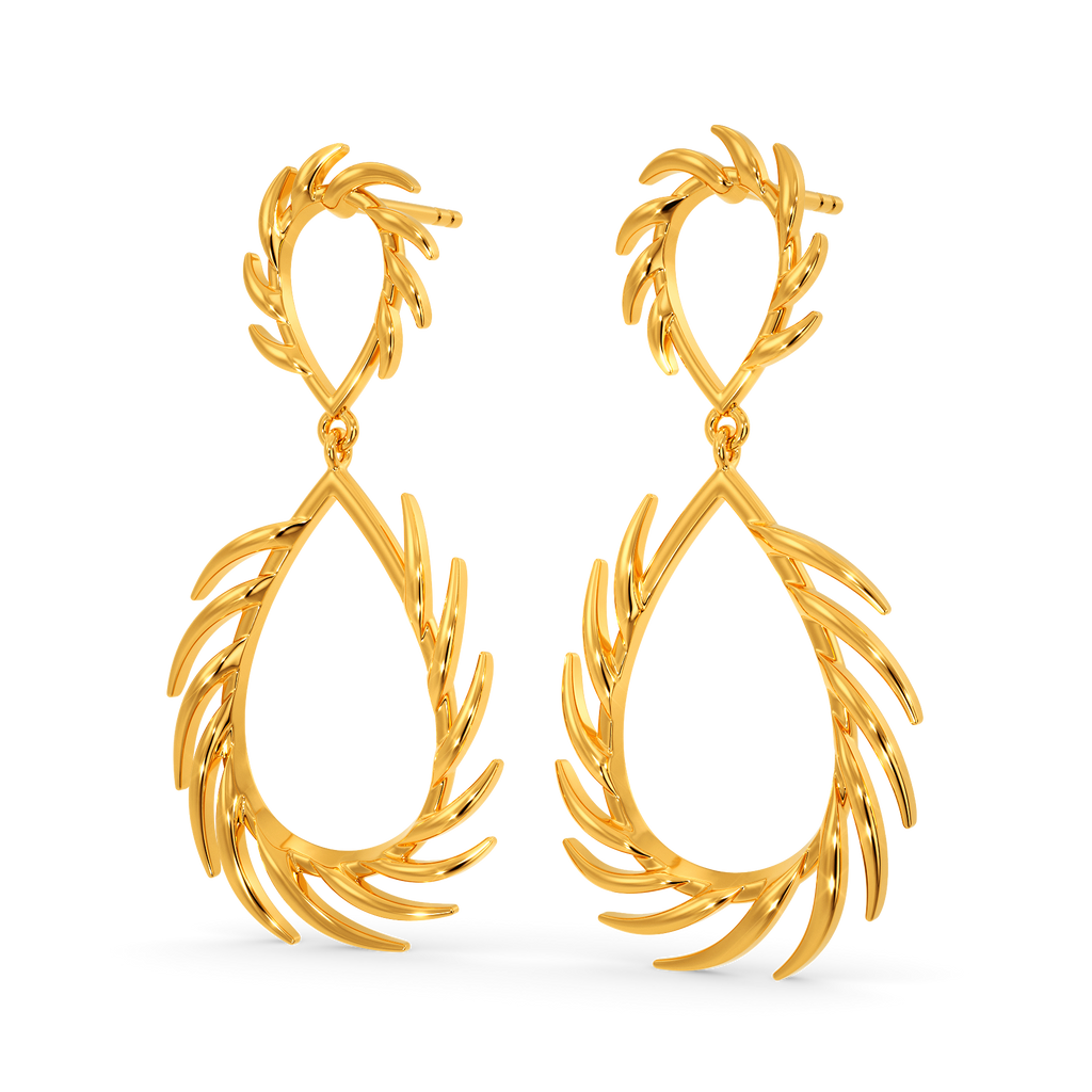 Feather Show Gold Earrings