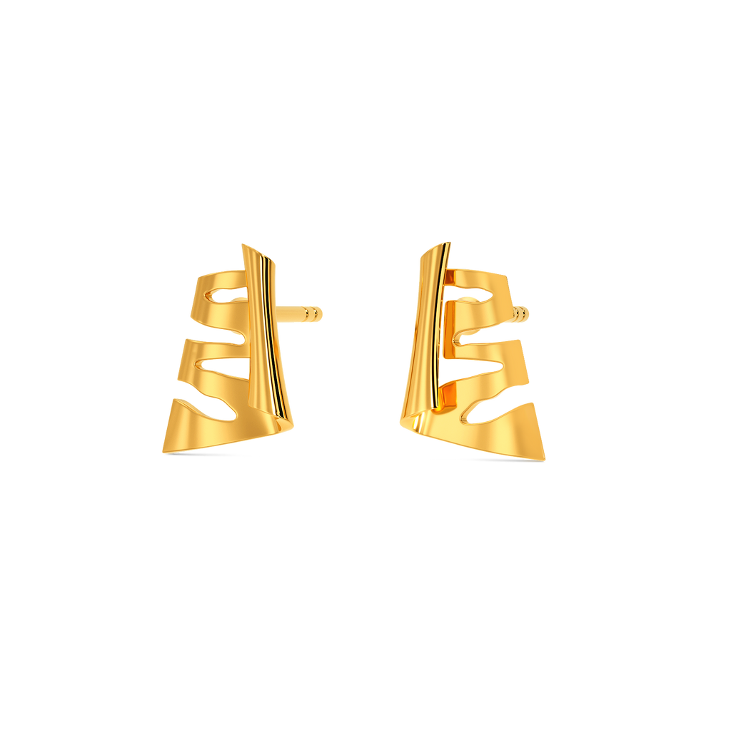 Back With Stripes Gold Earrings