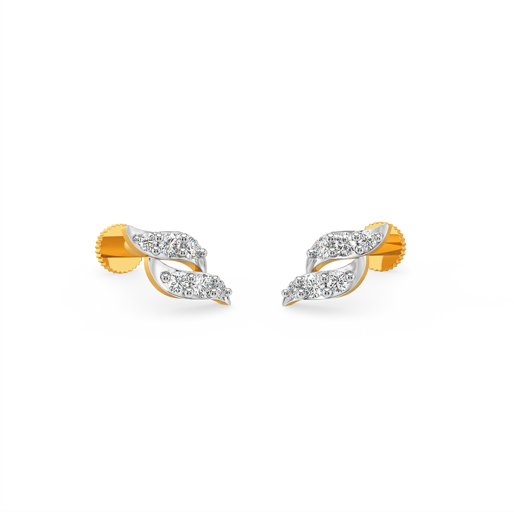 Leaf Ripple Diamond Earrings