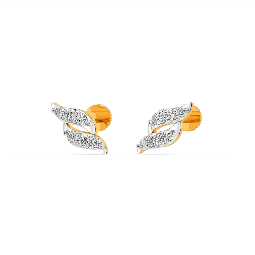Leaf Ripple Diamond Earrings