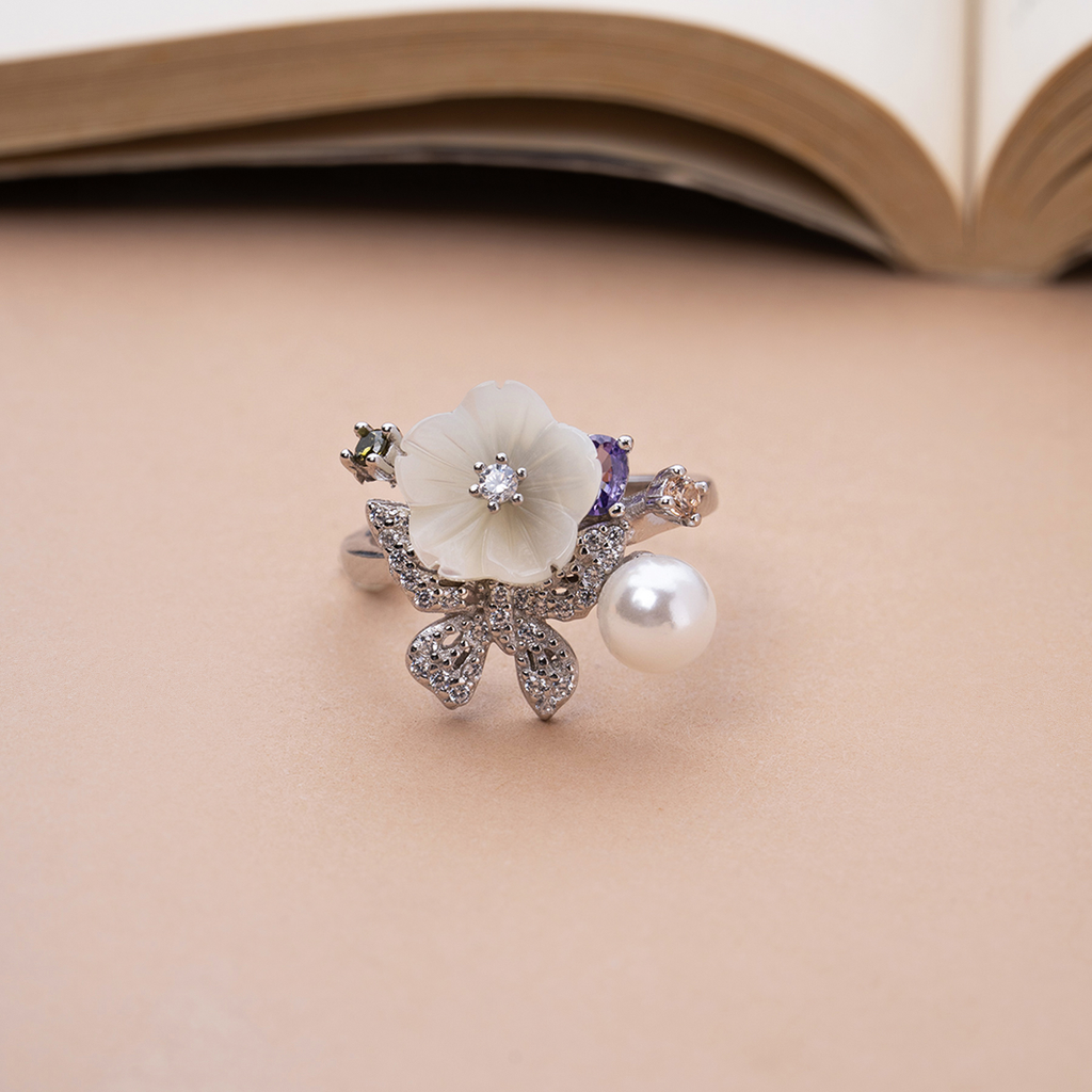 Misty Flora Silver Rings