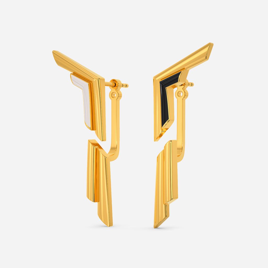 Twin Striped Gold Earrings