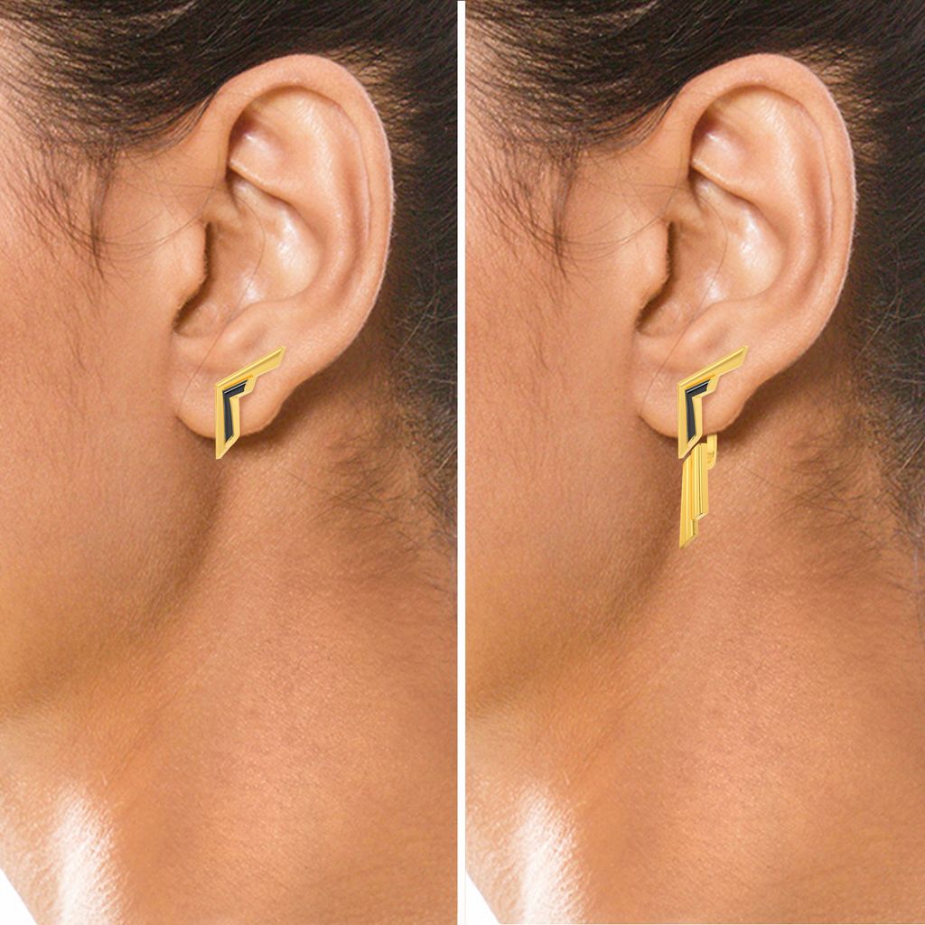 Twin Striped Gold Earrings