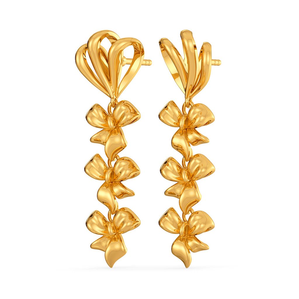 Bow Bunched Gold Earrings