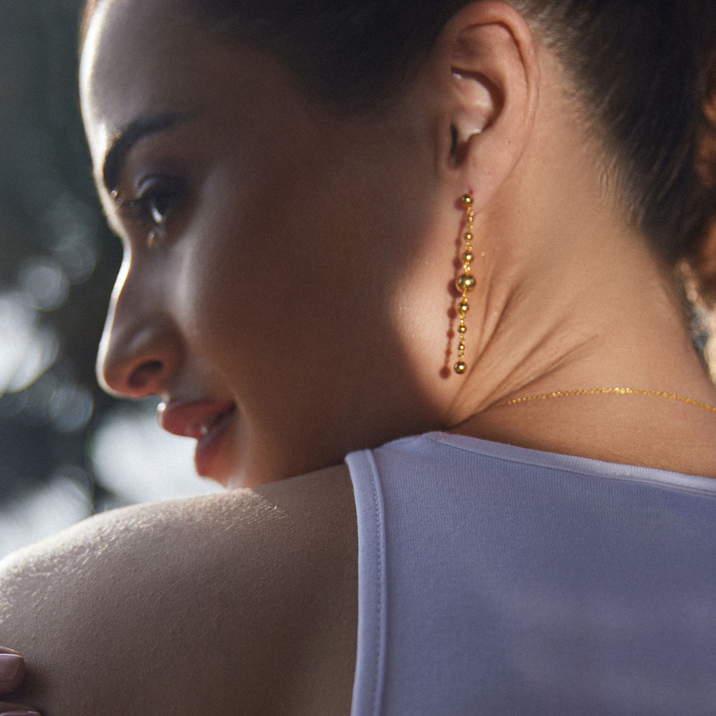 Three Dimensional Gold Earrings