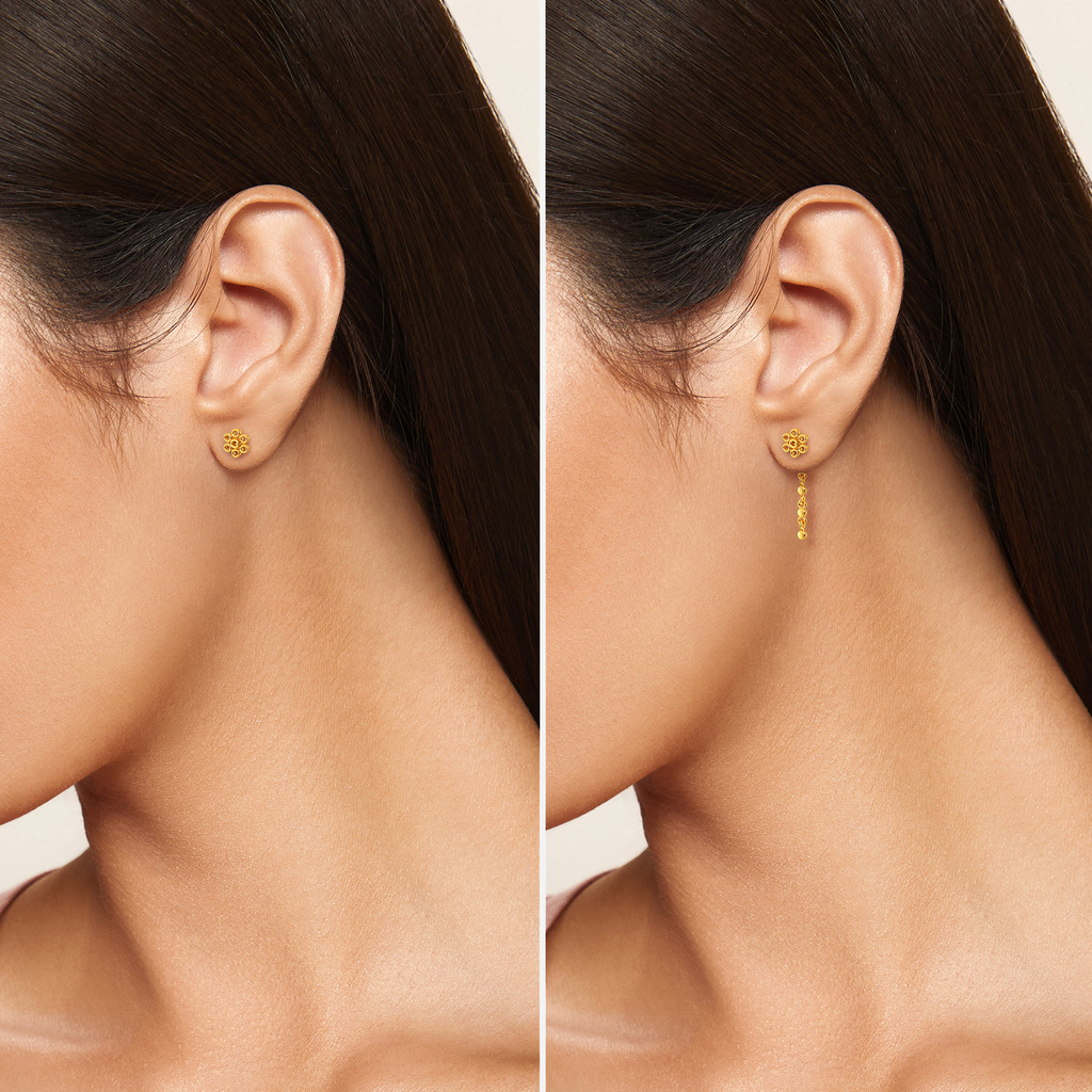 Midnight Bloom Gold Earrings
