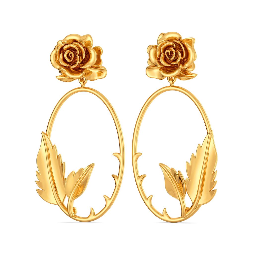 Roses N Thorns Gold Earrings