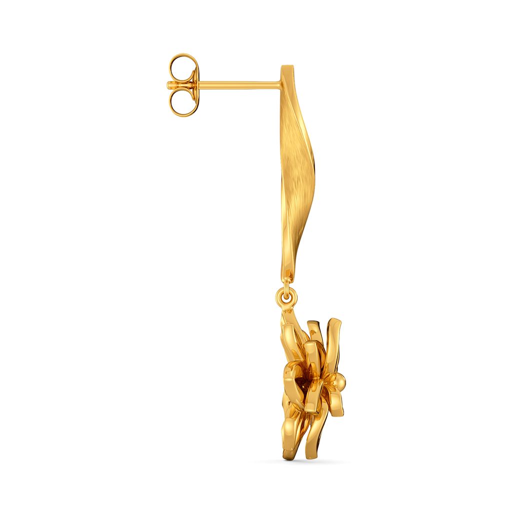 Flower Basket Gold Earrings