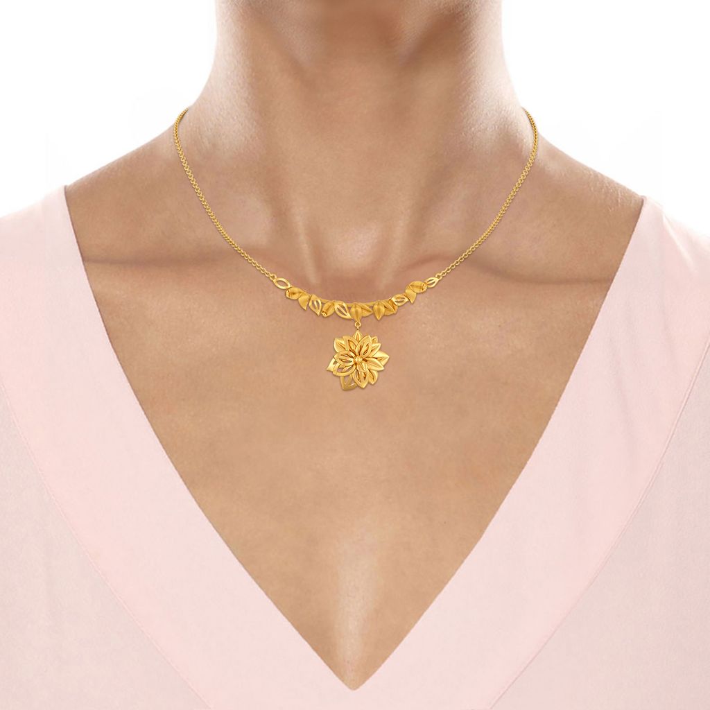 Flower Basket Gold Necklaces