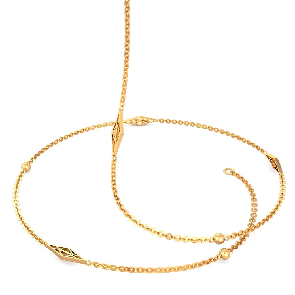 22kt Round Anchor with geometric beads Gold Chains