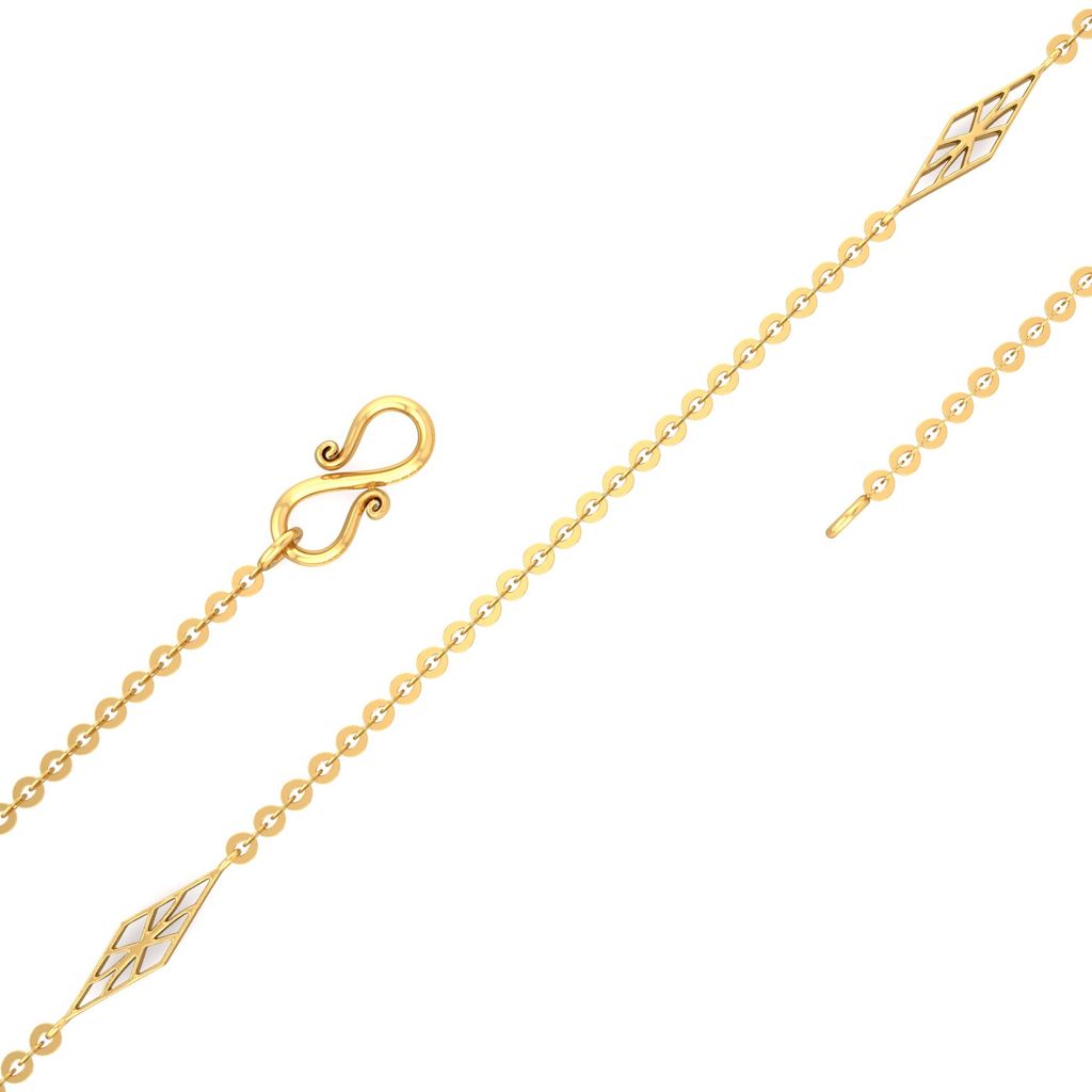 22kt Round Anchor with geometric beads Gold Chains