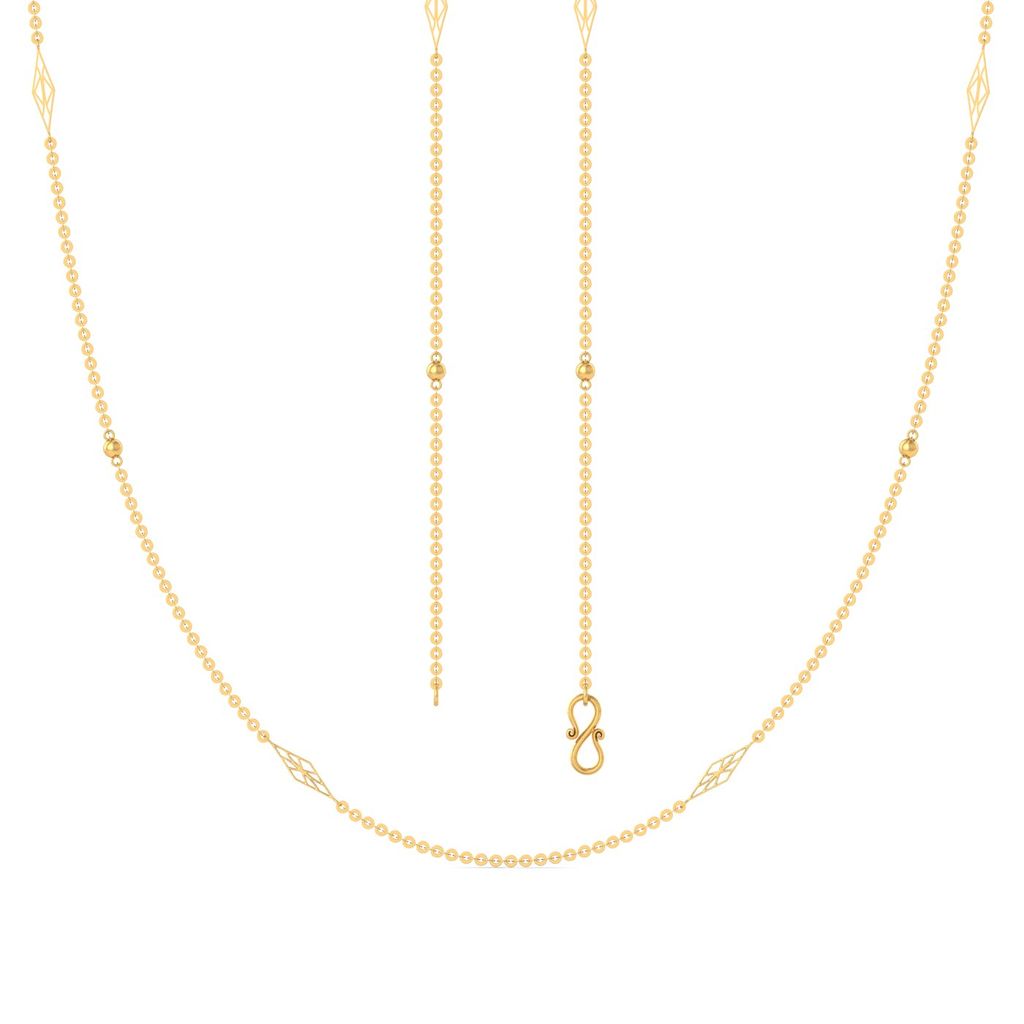 22kt Round Anchor with geometric beads Gold Chains