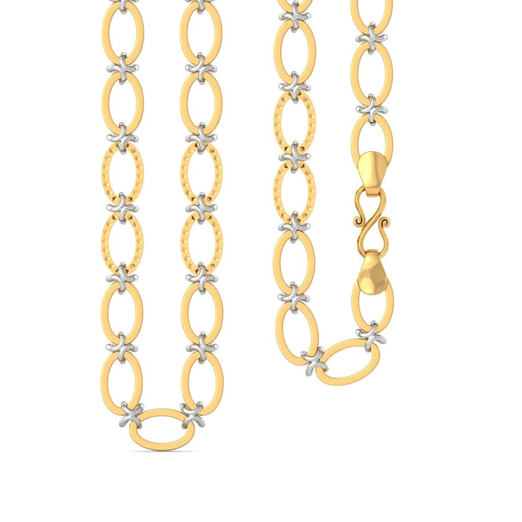 22k Two tone Oval X - Link chain Gold Chains