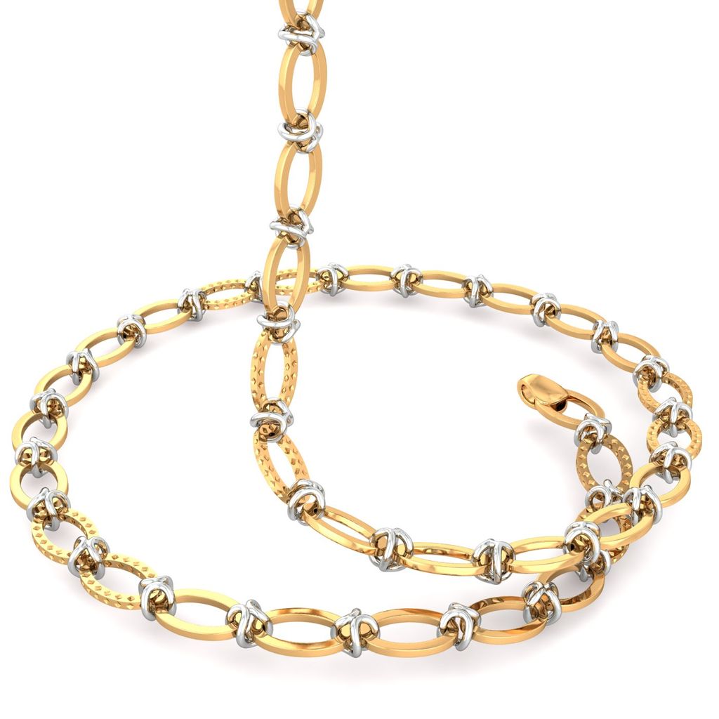 22k Two tone Oval X - Link chain Gold Chains