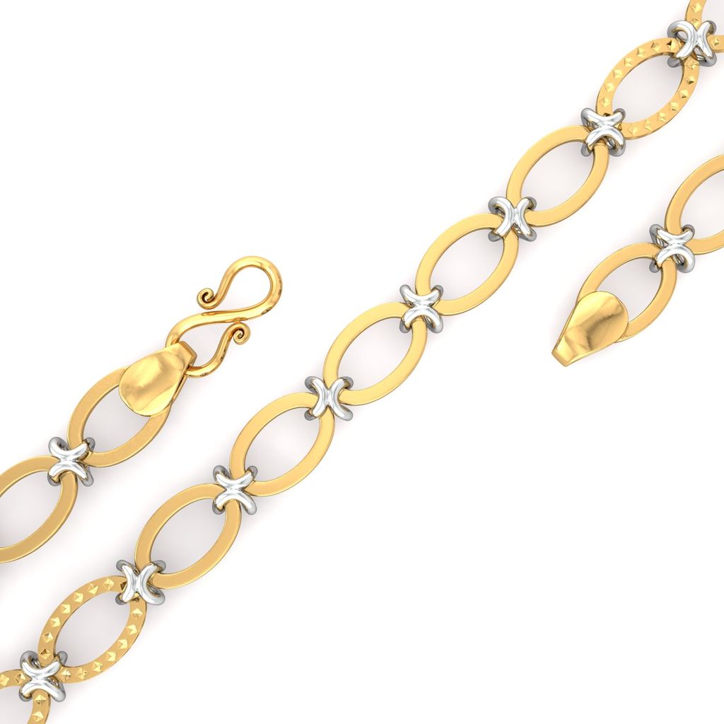 22k Two tone Oval X - Link chain Gold Chains
