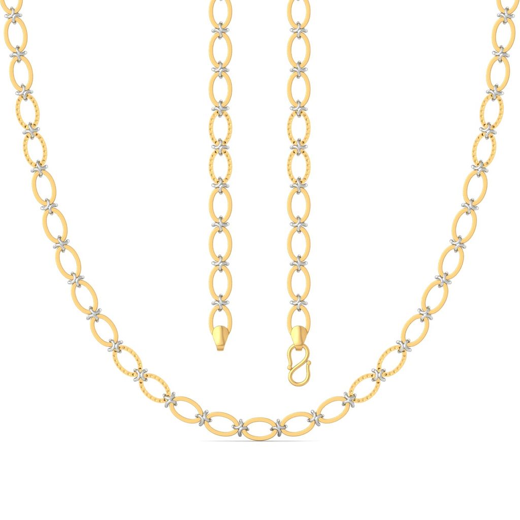 22k Two tone Oval X - Link chain Gold Chains