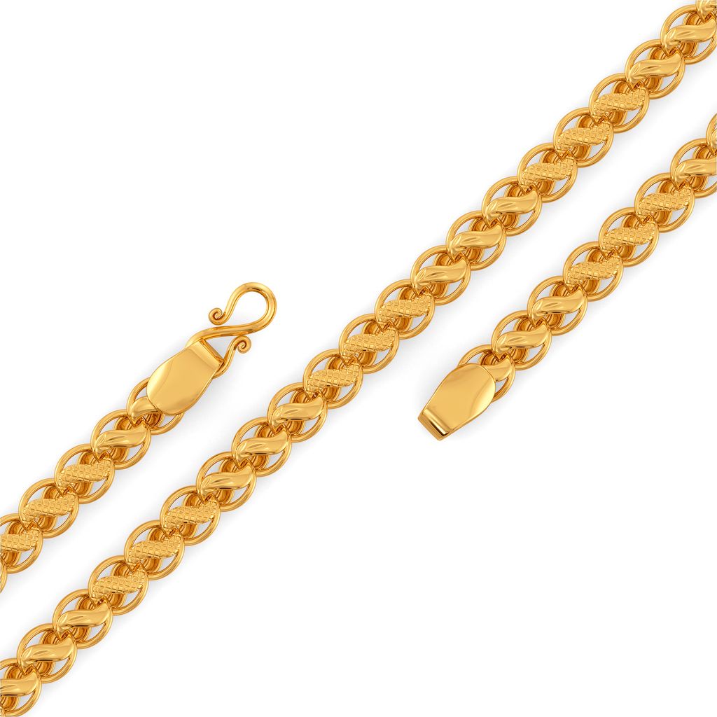 22kt Textured Swirl Motif Chain Gold Chains