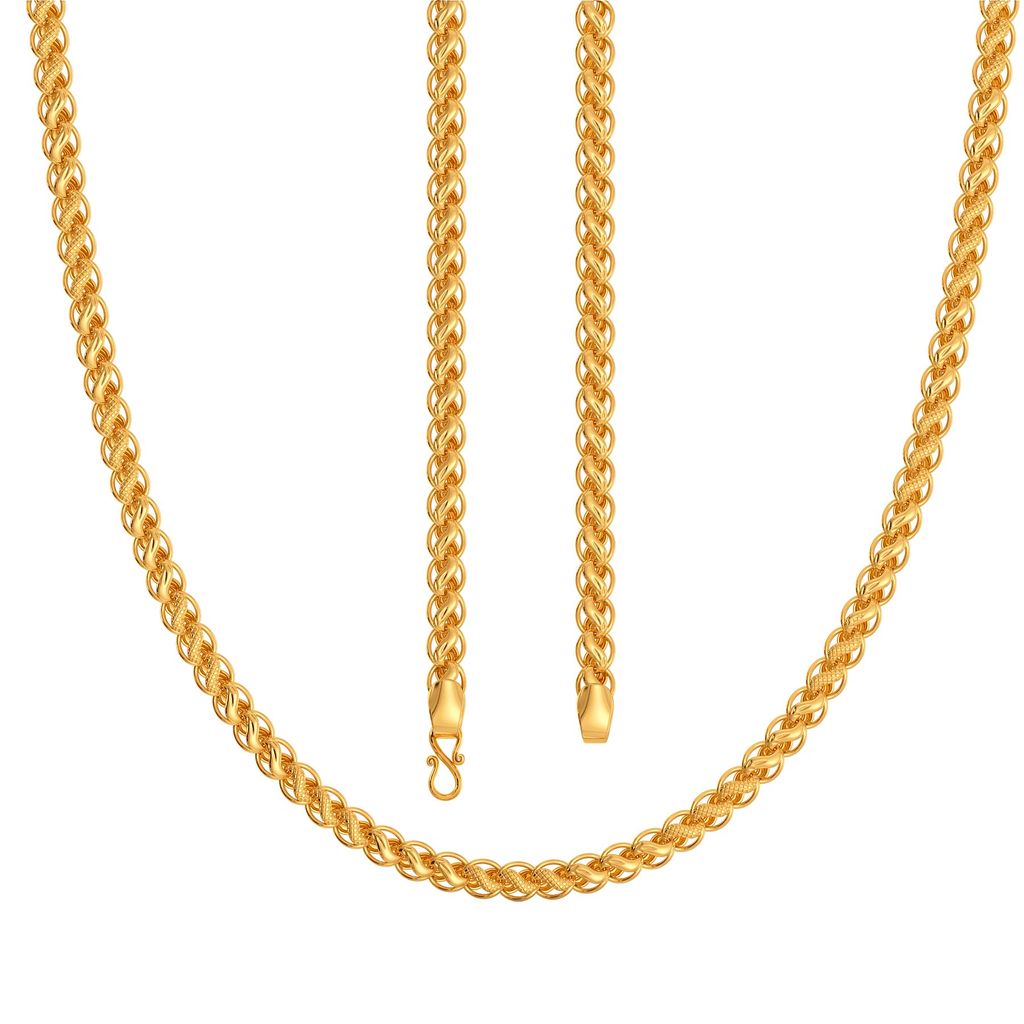 22kt Textured Swirl Motif Chain Gold Chains