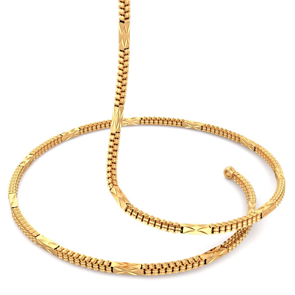 22kt Single Tone Cylindrical Chain Gold Chains