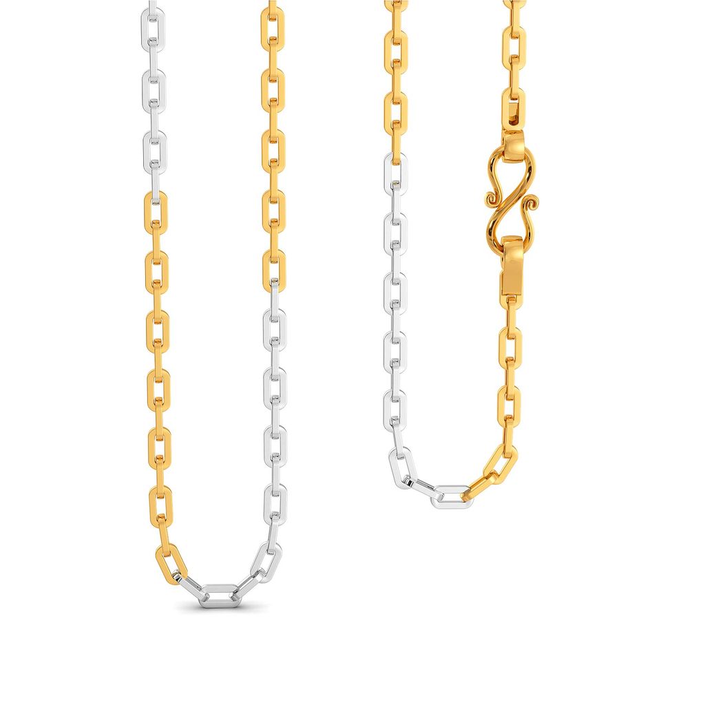 22kt Two Tone Flat Linked Anchor Chain Gold Chains