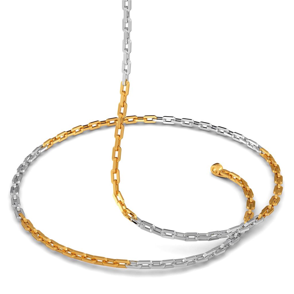 22kt Two Tone Flat Linked Anchor Chain Gold Chains