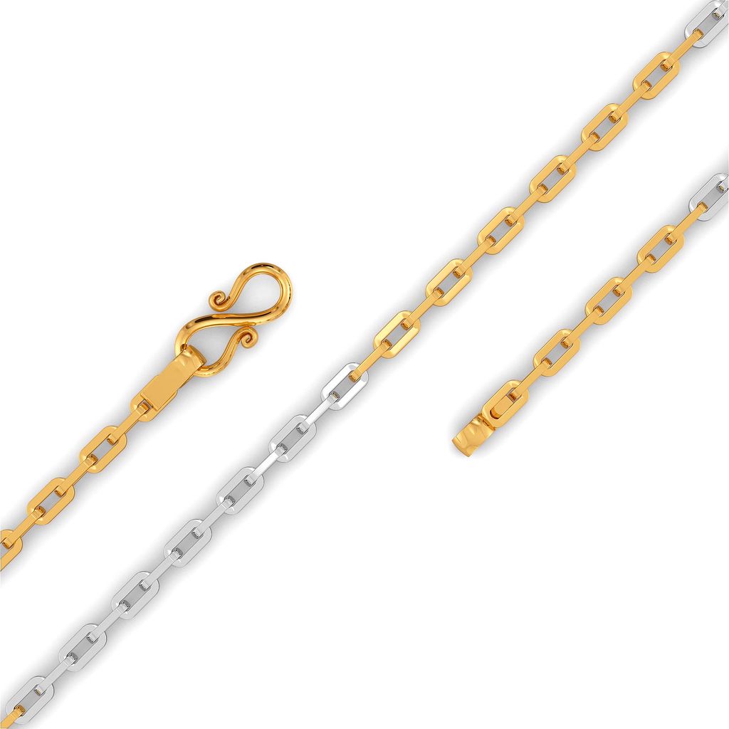 22kt Two Tone Flat Linked Anchor Chain Gold Chains