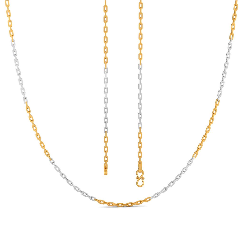 22kt Two Tone Flat Linked Anchor Chain Gold Chains