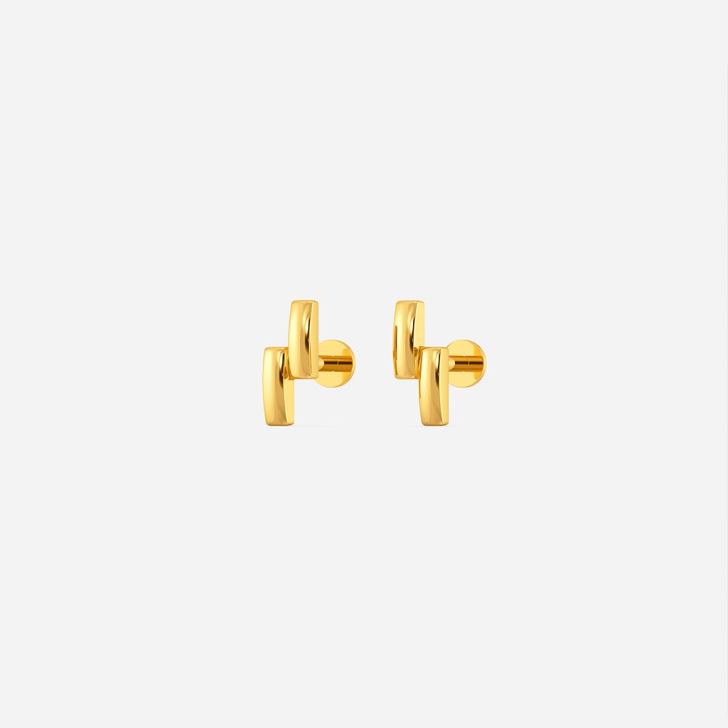 Chic Blocks Gold Earrings
