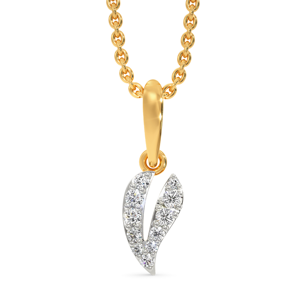 Leaf Charm Diamond Pendants