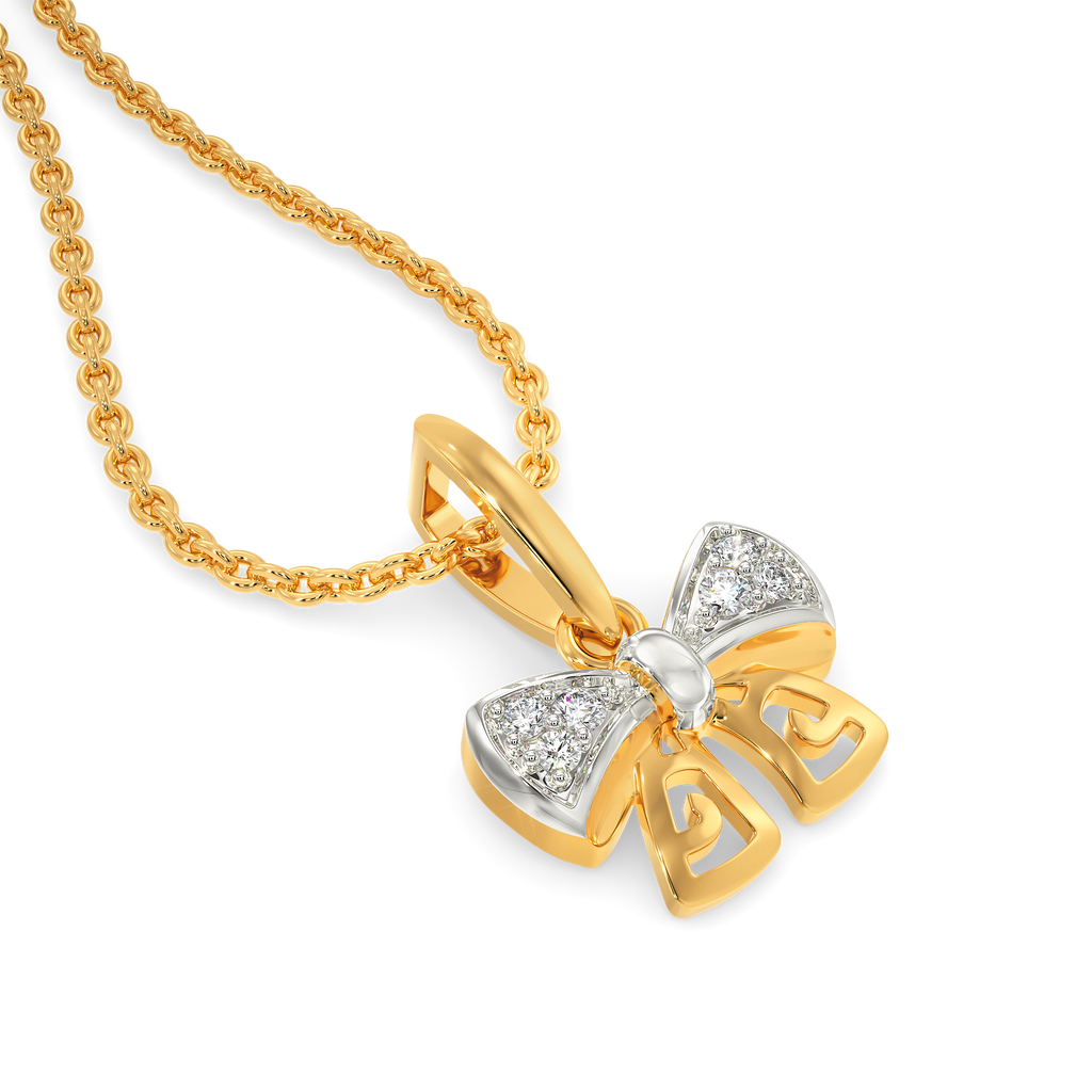 Bow Paved Diamond Pendants