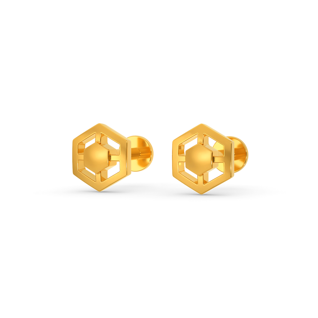 Hexa Maze Gold Earrings