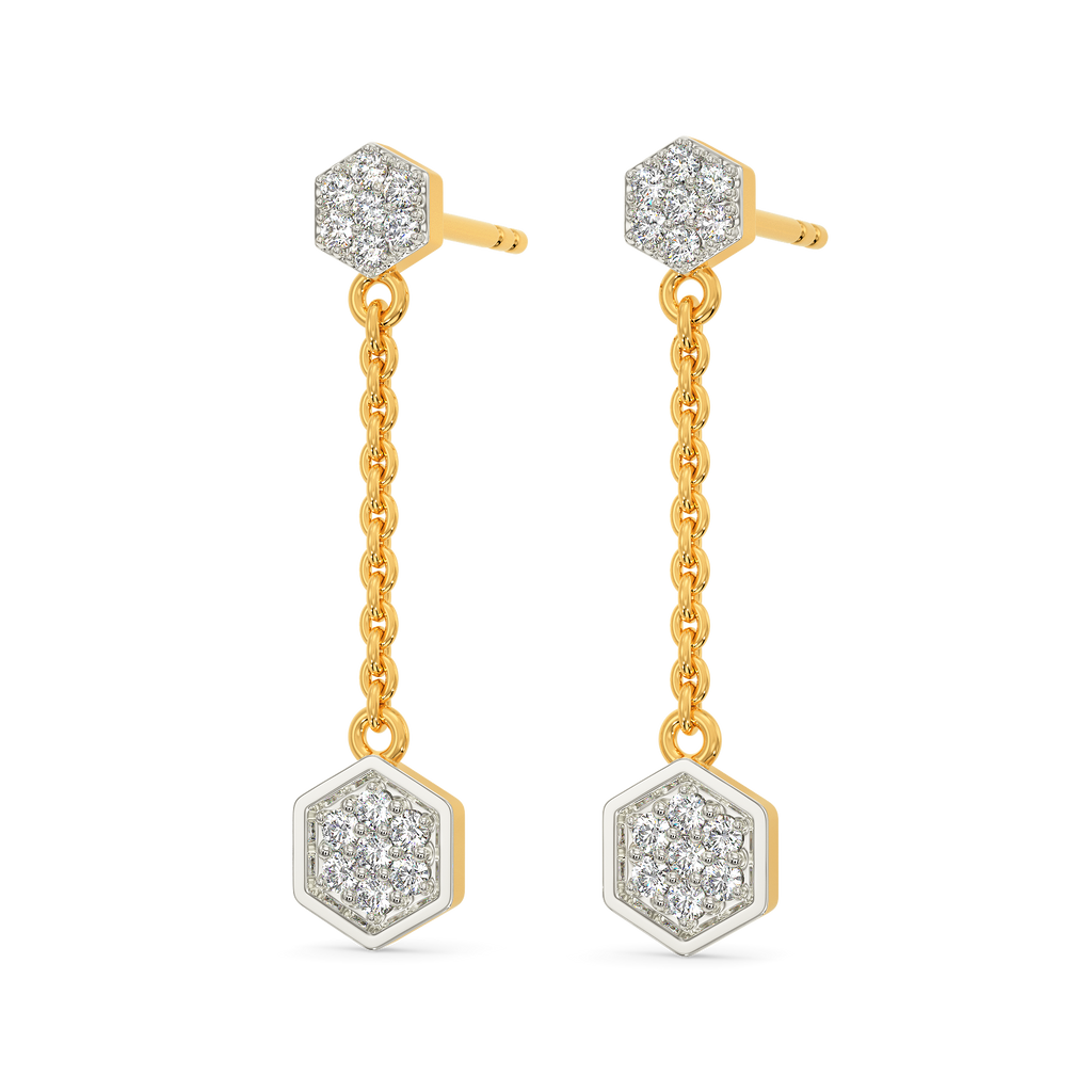 Hexa Linked Diamond Earrings