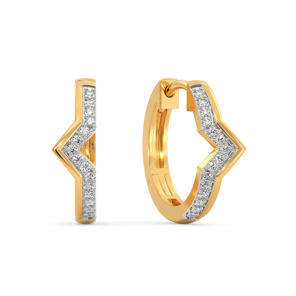 Inverted Note Diamond Earrings