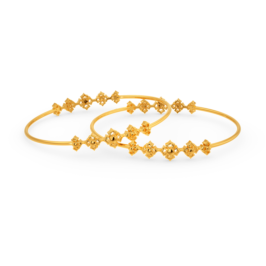 Royal Bouquet Pair of Gold Bangles