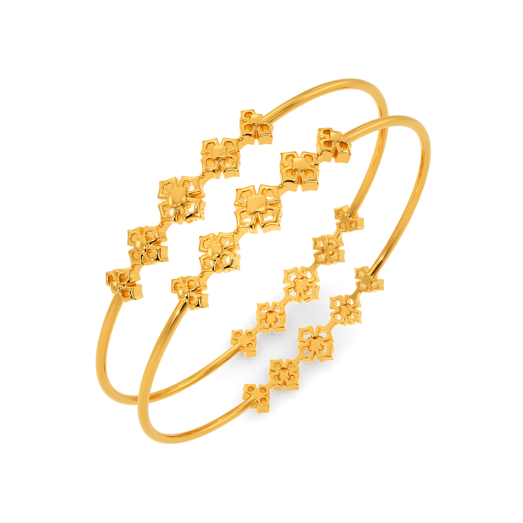 Royal Bouquet Pair of Gold Bangles
