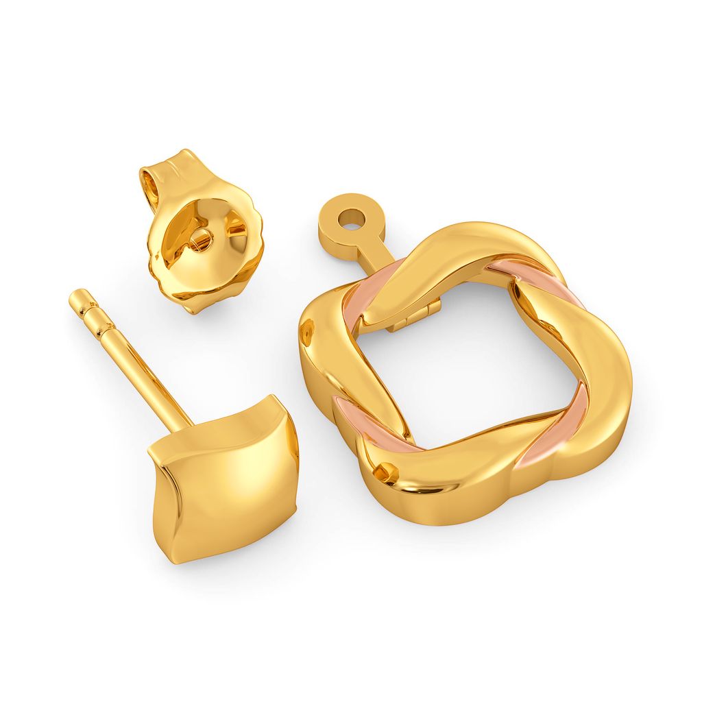Root for Square Gold Earrings