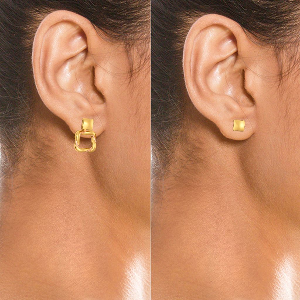 Root for Square Gold Earrings