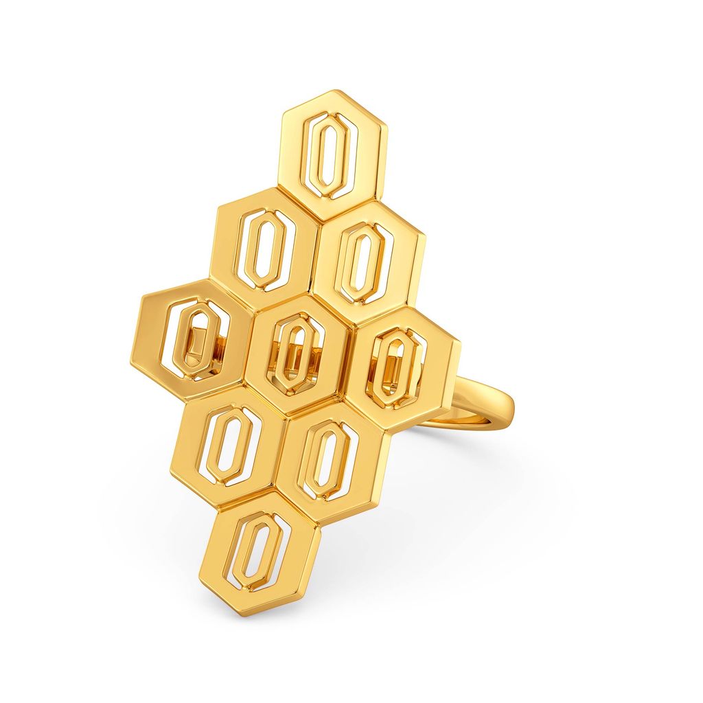 Hex Effect Gold Rings alternate view 3