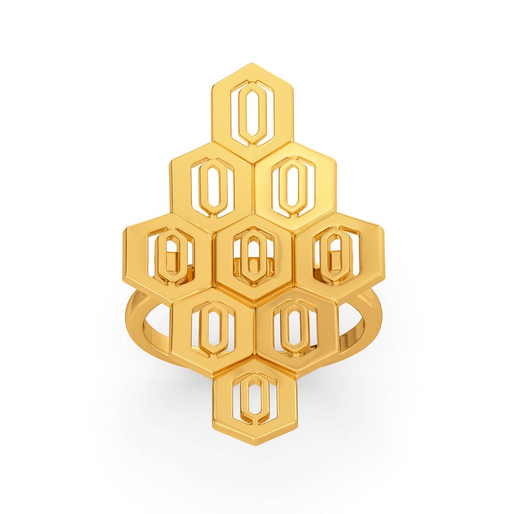 Hex Effect Gold Rings alternate view 2