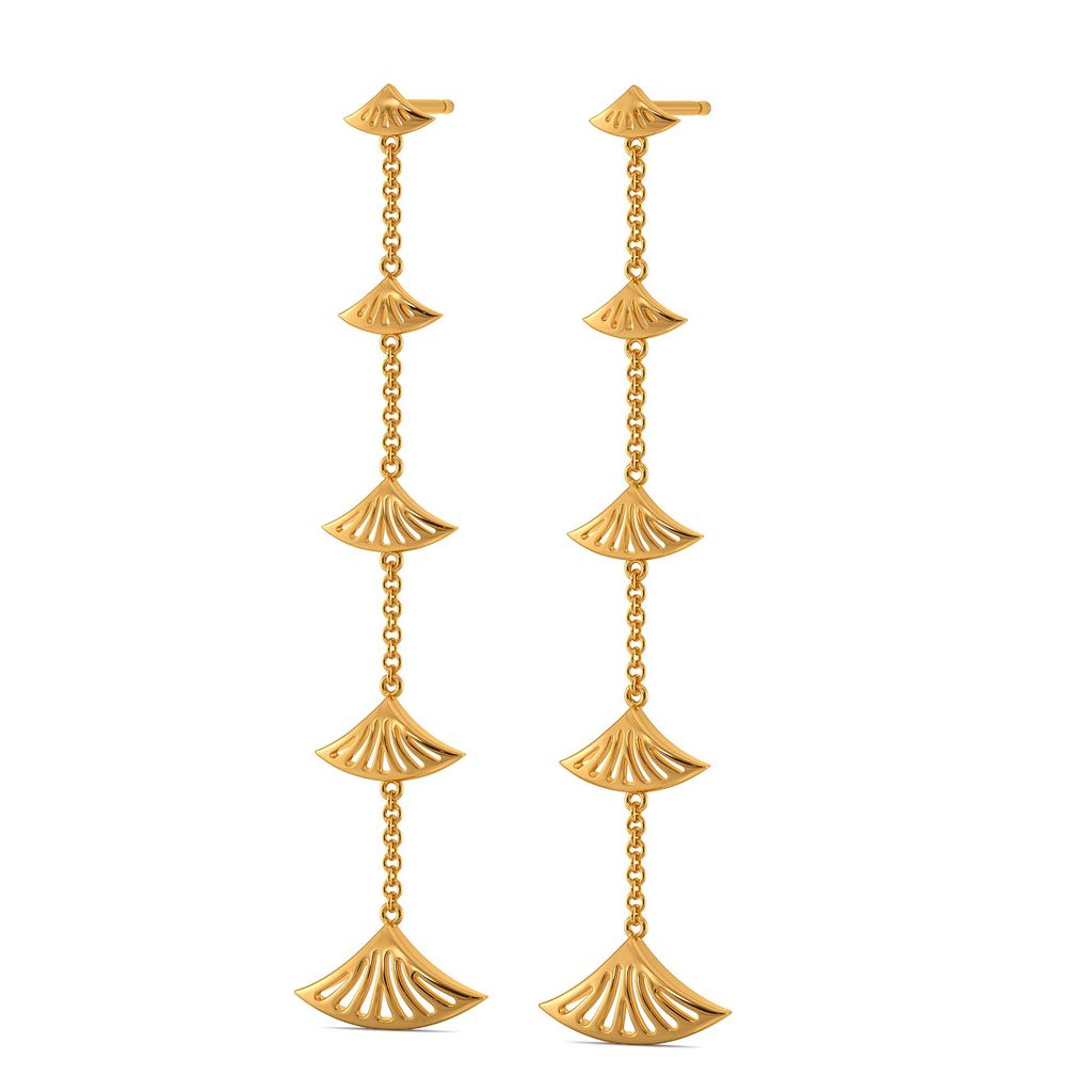 Fan Feathers Gold Earrings