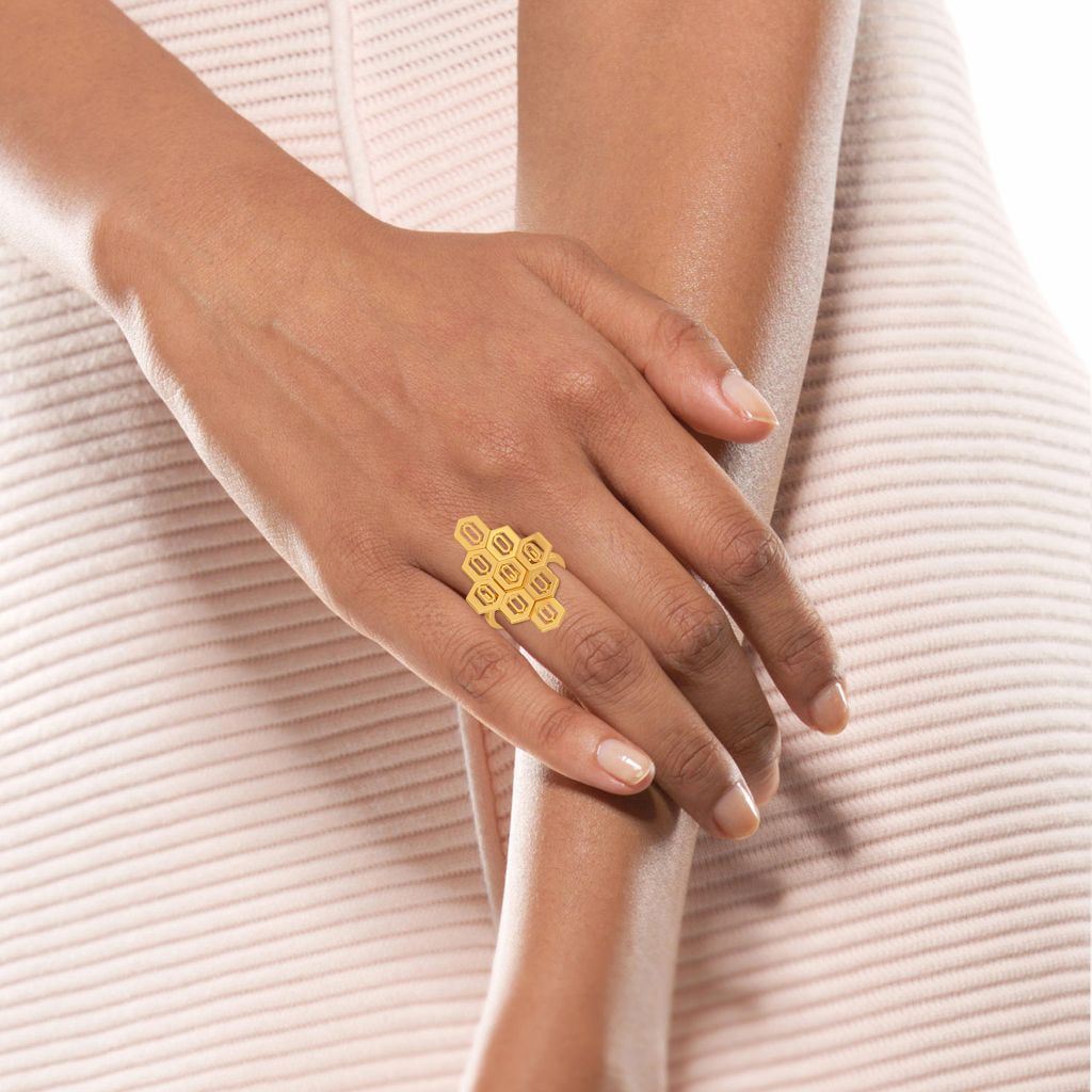 Hex Effect Gold Rings alternate view 1