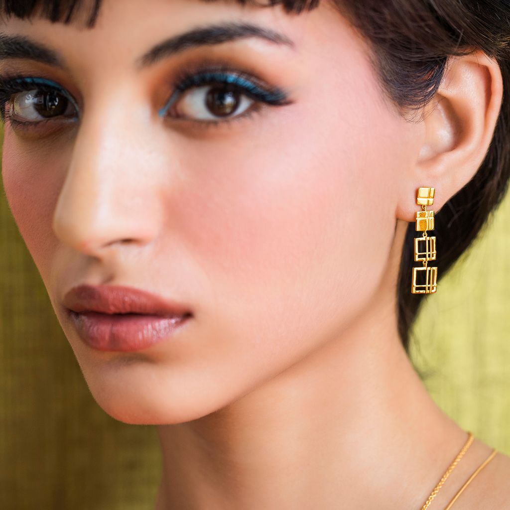 All Checked Out Gold Earrings