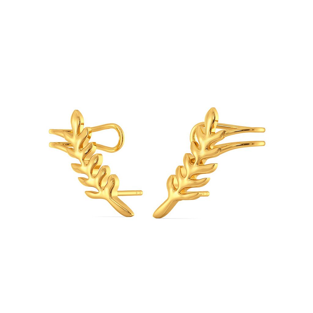 Turn of Ferns Gold Earrings