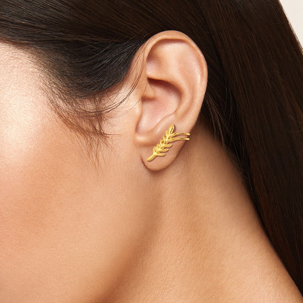 Turn of Ferns Gold Earrings