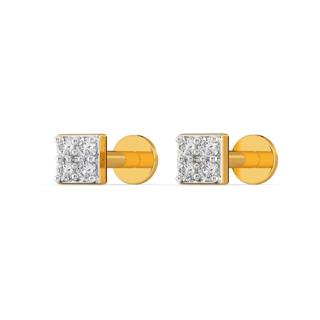 Pair So Square Diamond Earrings