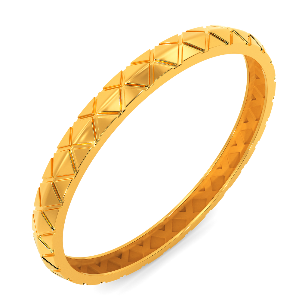 Crosshatch Weave Gold Bangles For Men