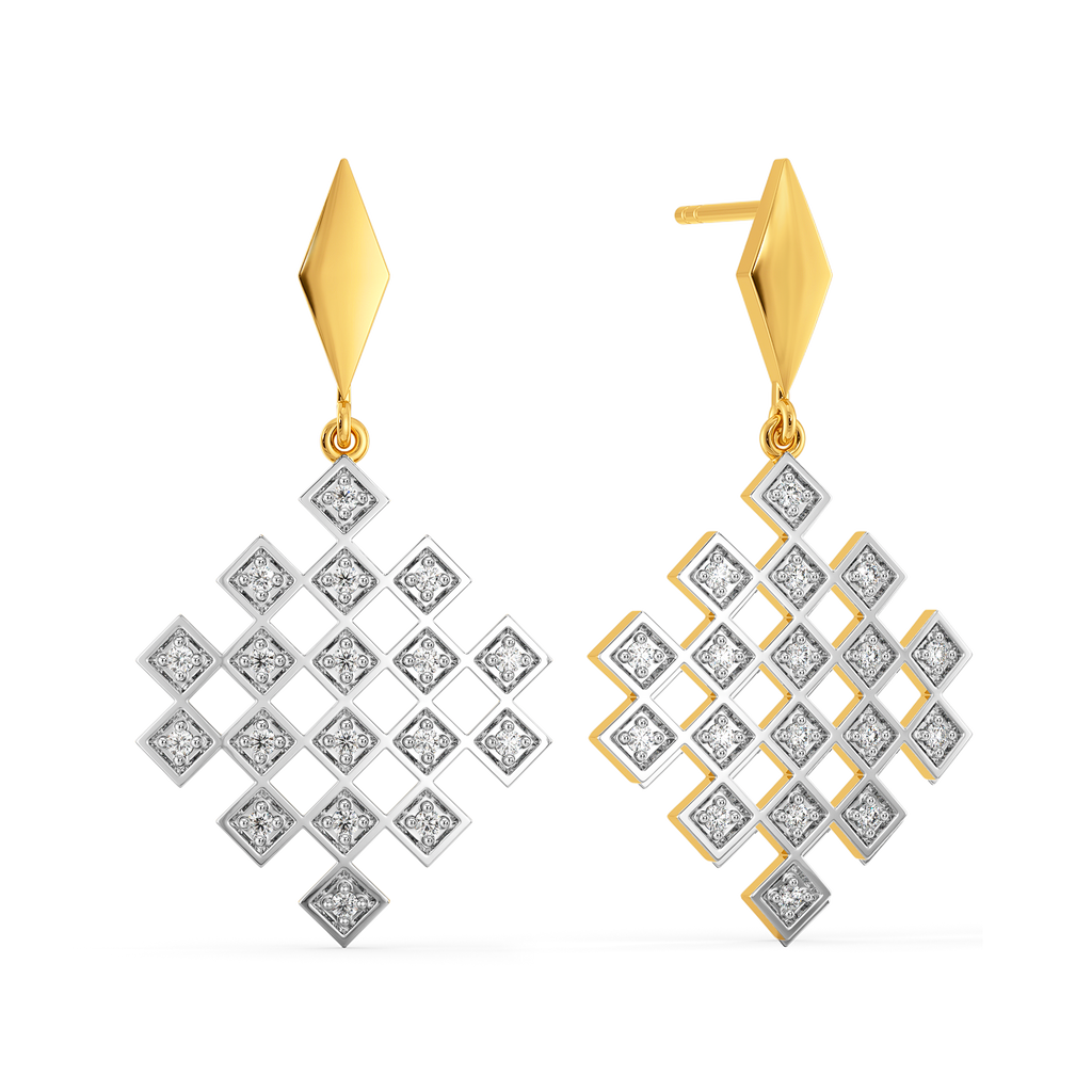 Structured Checks Diamond Earrings